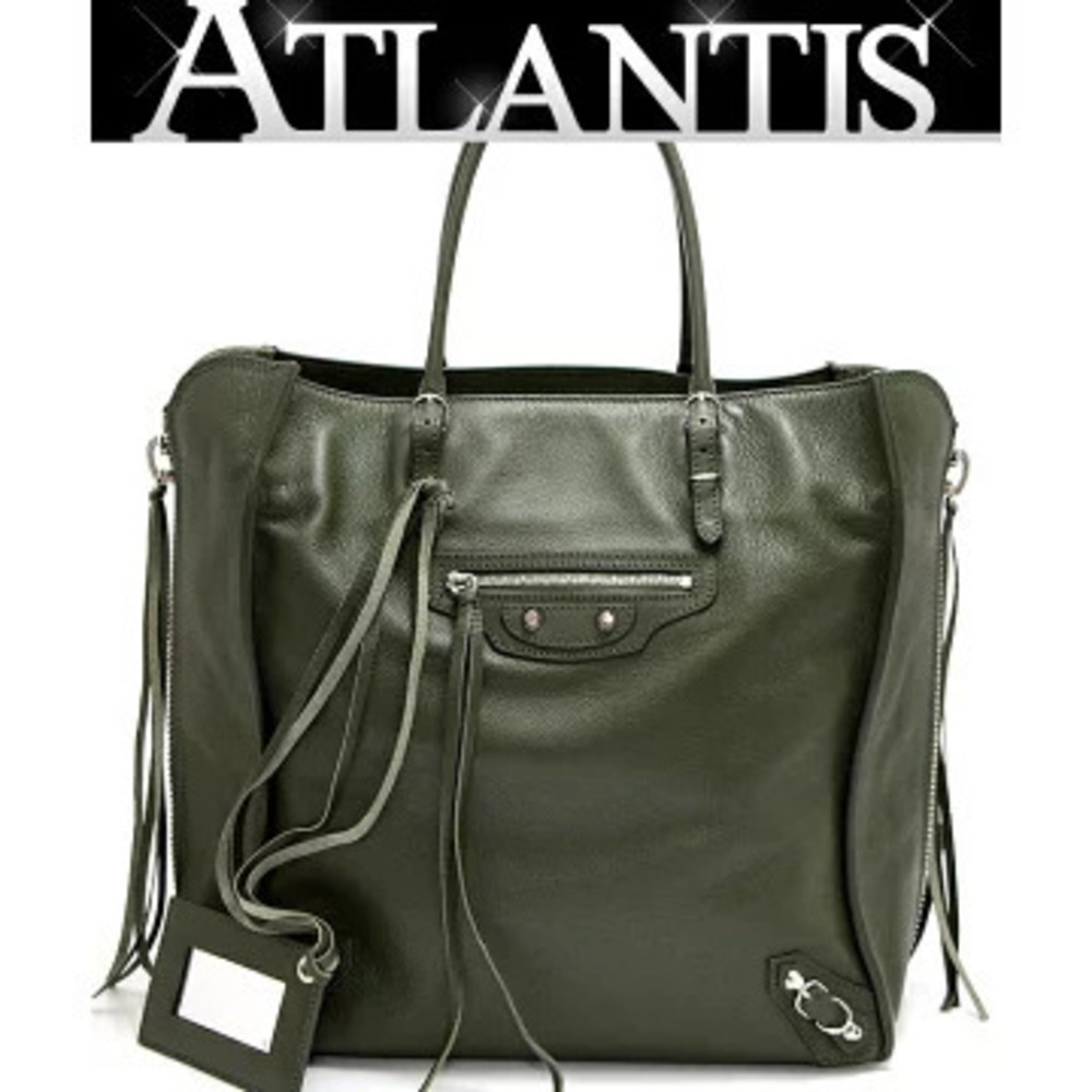 Balenciaga The Paper Tote Bag Leather Green
